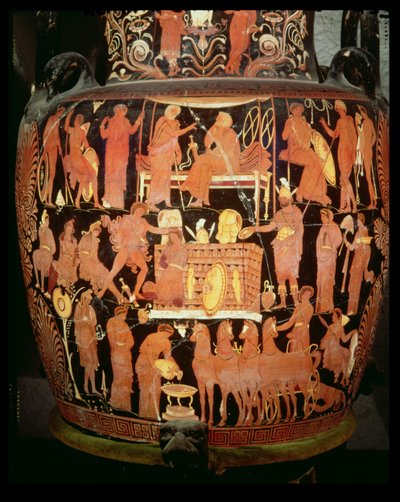 Apulische roodfigurige voluutkrater (detail) door Darius Painter